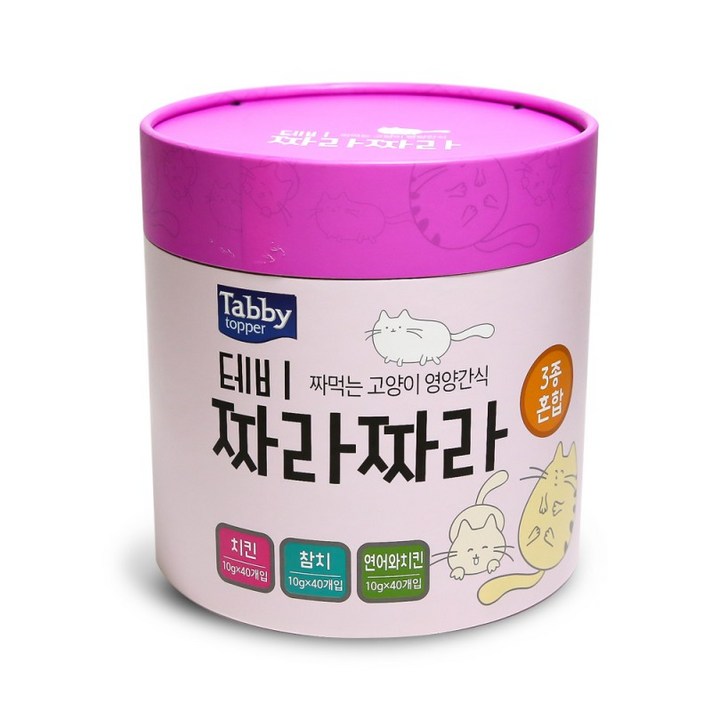 테비 짜라짜라 10g x 120개 고양이 츄르 간식 대용량, 짜라짜라 120p 치킨참치연어와치킨