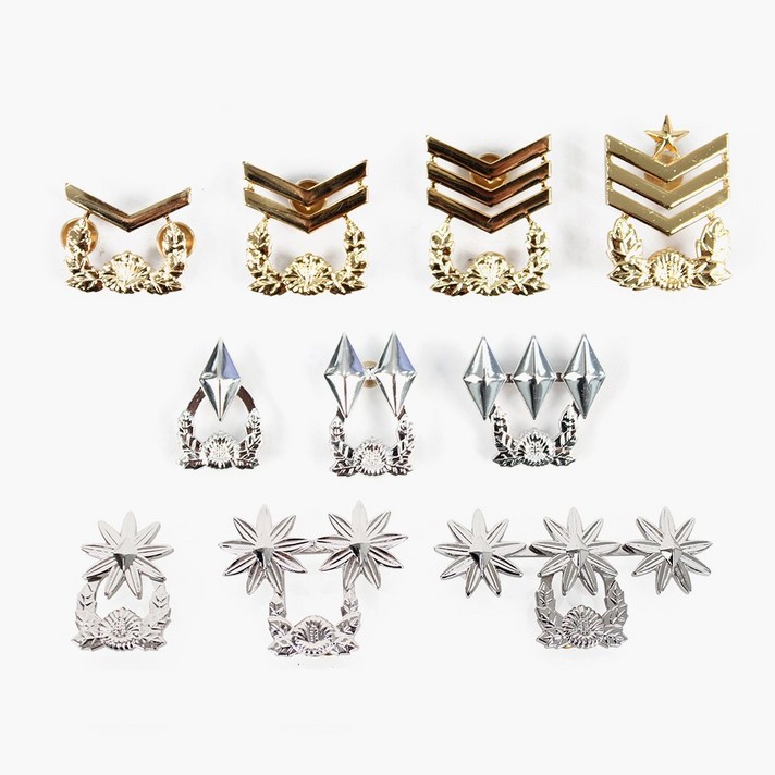 군인 철제 계급 뱃지 간부 부사관 장교 군인 배지