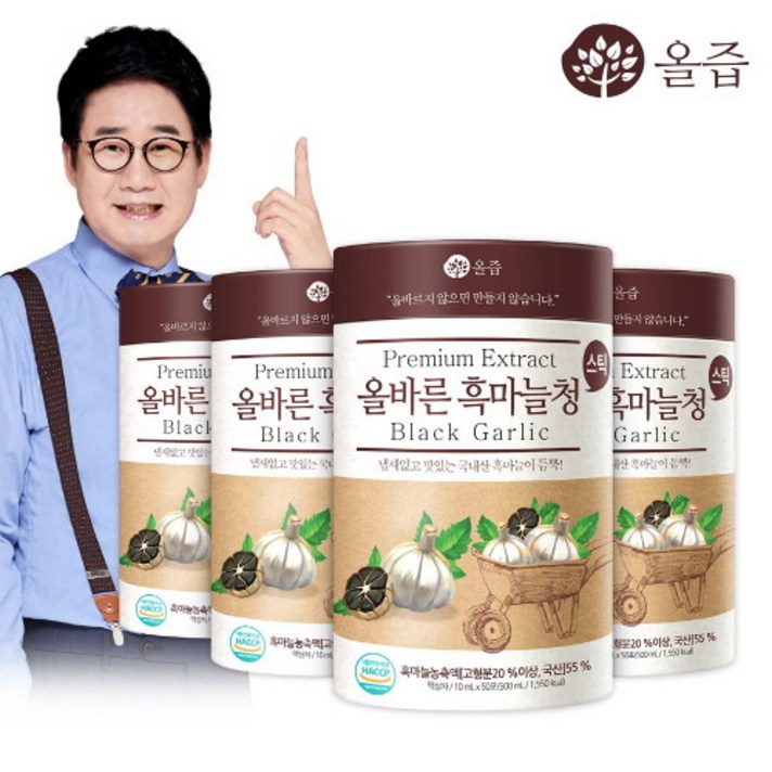 올즙 [올즙]올바른 흑마늘청 스틱 50포 x 4박스, 선택완료, 단품없음