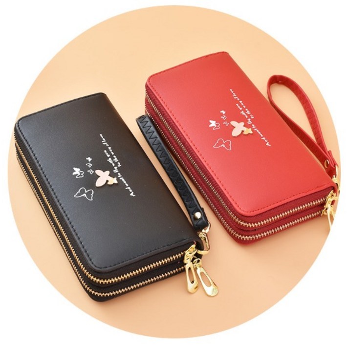버터플라이 이중지퍼 대용량 휴대폰지갑