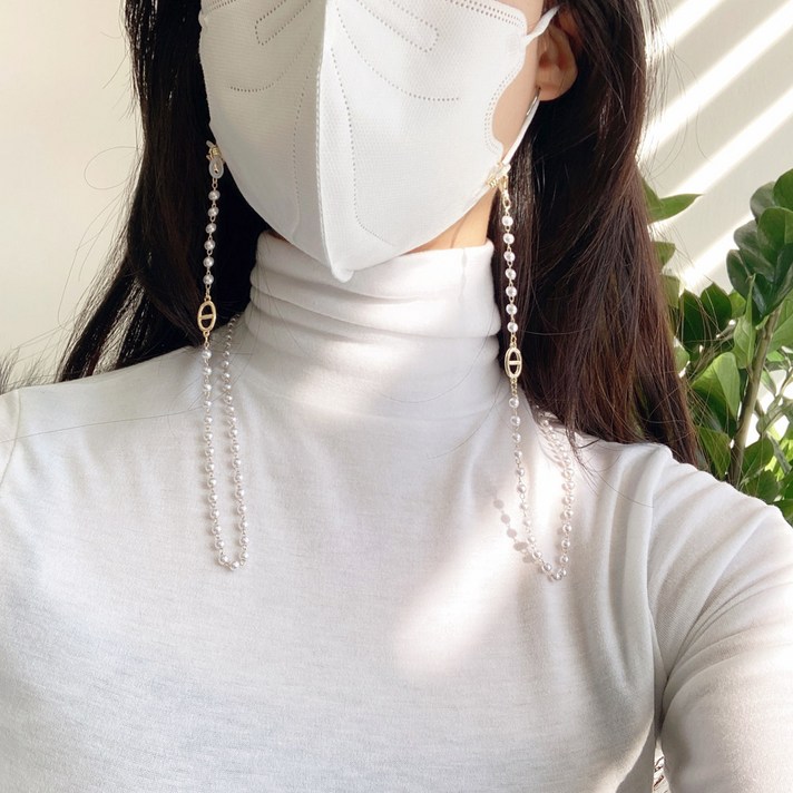 eyelove [수제작] 에르메드 H 골드 진주 안경줄 마스크줄 체인 스트랩 목걸이