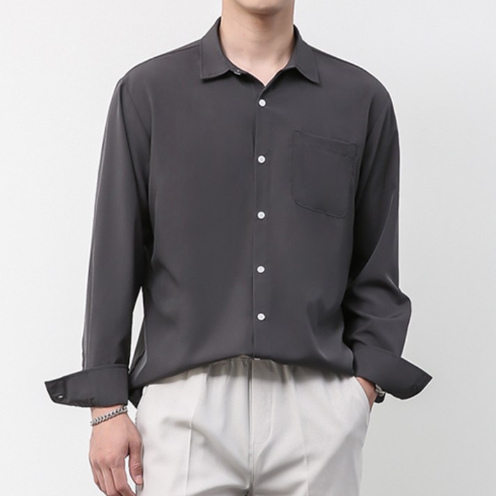 [오버나인] 남자 빅사이즈 구김없는 남방 4XL 무지 긴팔 셔츠