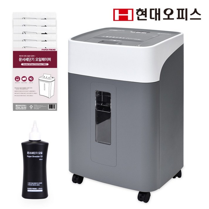 현대오피스 페이퍼프랜드 자동급지 문서세단기 PK-340AF+오일+페이퍼오일 / 자동세단 300매 / 40L / 대형 사무실 서류파쇄기, 단품