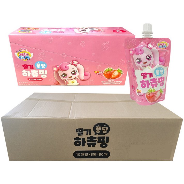 캐치티니핑 하츄핑 딸기 퐁당 음료 100ml x 80개(1카톤), 80개