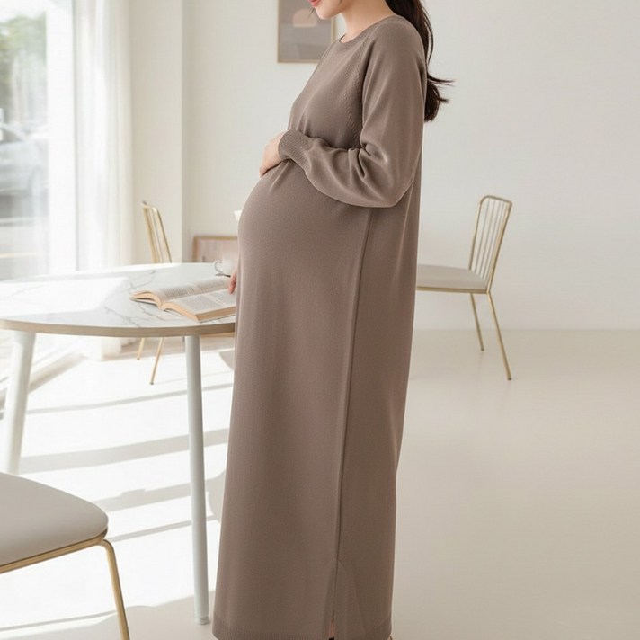 당일출고 수엠W 임산부 니트 롱원피스 출산전후 데일리 루즈핏 원피스 C09 무드니트원피스
