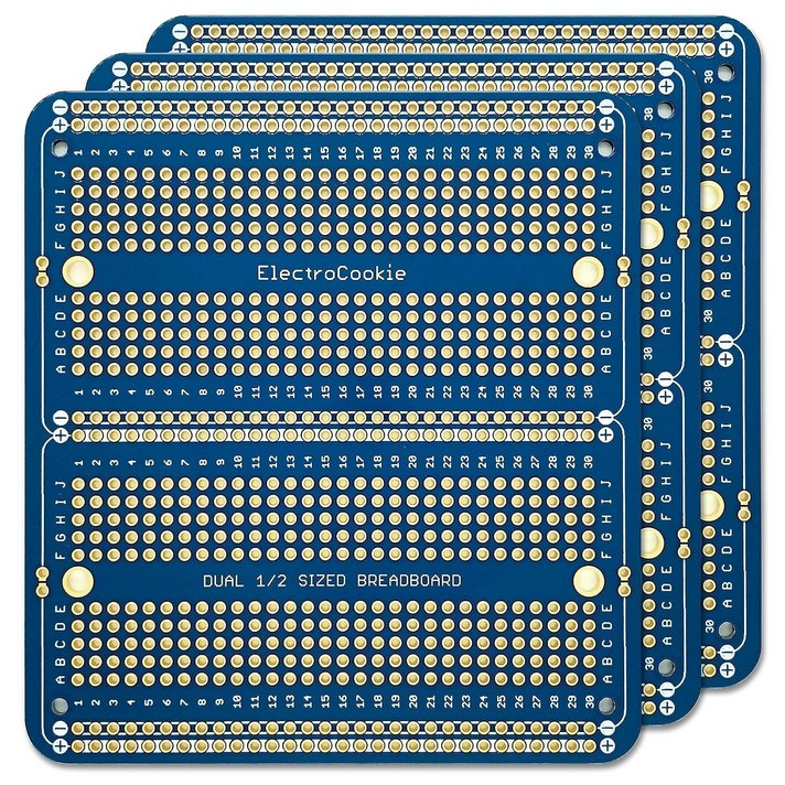 PCB기판 브레드보드형 만능기판 Dual Half Size 아두이노 및 개발용 97x 89mm 3팩, 블루 3팩