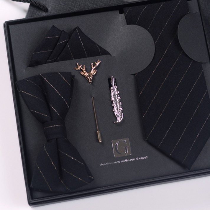 [프리미엄] 남성 명품 넥타이+행거칩+브로치+나비넥타이+넥타이핀 넥타이 선물세트 12종 단독기획전