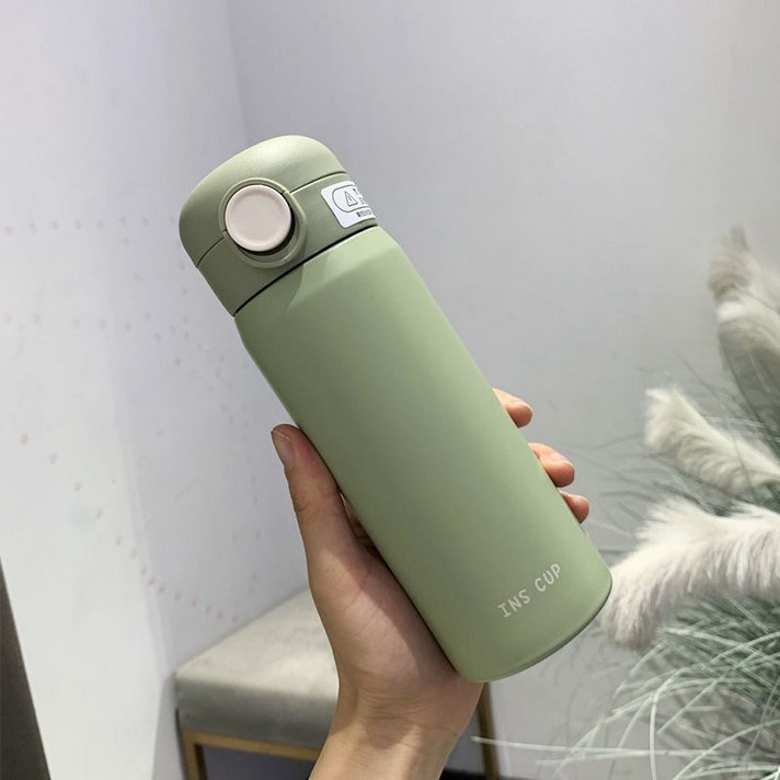 따뜻한 물 컵 학생 귀여운, 480ml, 작은 Q 머그잔 녹색