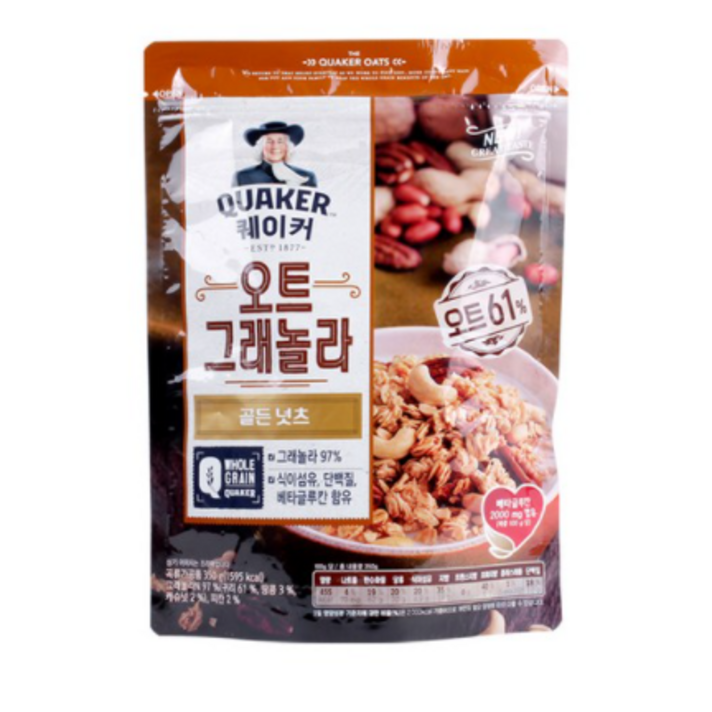 롯데제과 퀘이커 오트 그래놀라 시리얼 골든넛츠, 350g, 6개