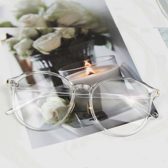 파피시엔젤 남녀공용 오버사이즈 라운드 투명안경테