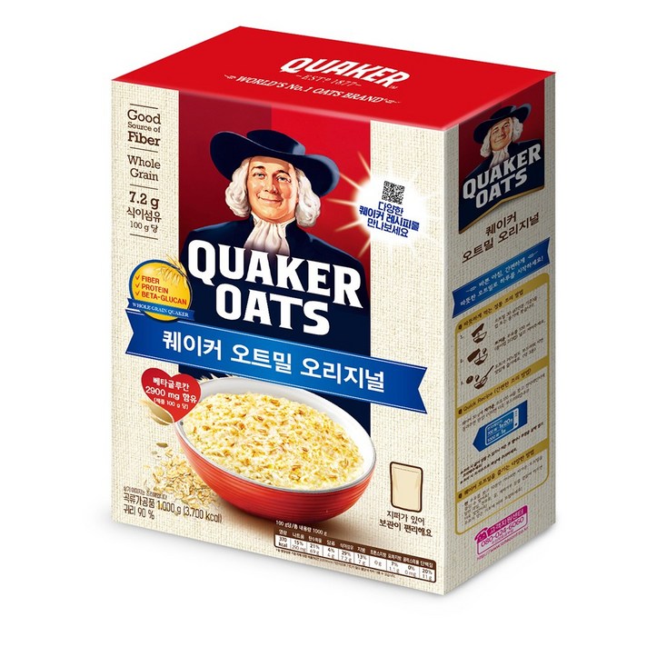 퀘이커 오트밀 오리지널, 1000g, 2개