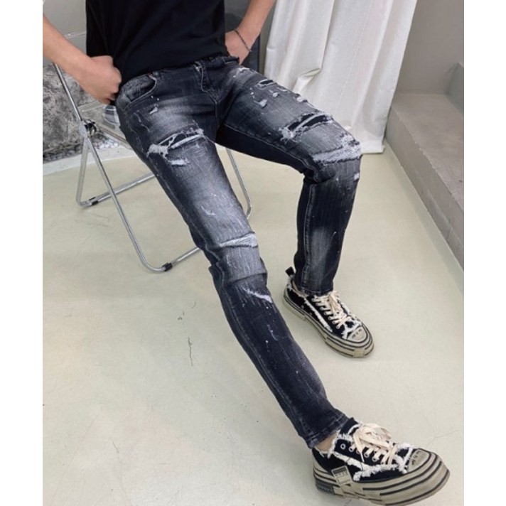 주문폭주페인팅슬림핏흑청바지 주문폭주페인팅슬림핏흑청바지