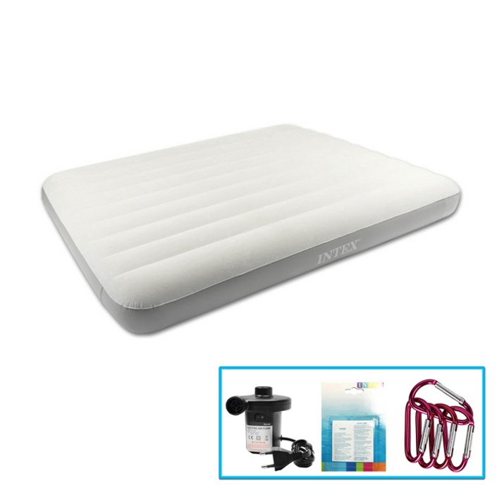 인텍스 듀라빔 플러스 아이보리 에어매트+전동펌프+수리패치+카리비너5개