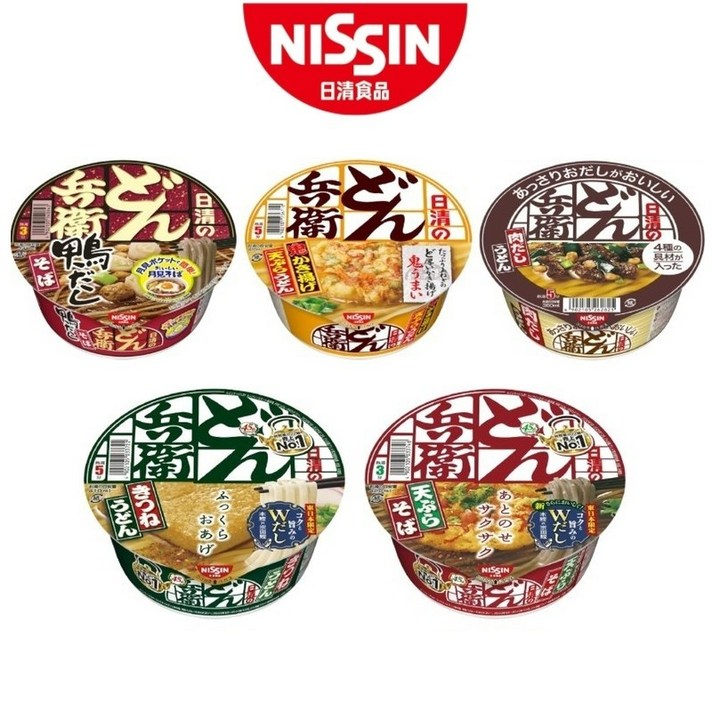 닛신 (Nissin) 돈베이 Donbei 일본 컵라면 컵누들 5가지 맛 12개입 1박스 유부우동 튀김우동 고기우동 튀김소바 오리고기육수소바
