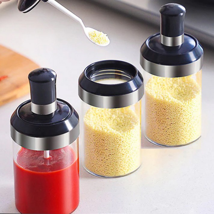 스푼일체형 양념통 3P세트 양념병 조미료통 스푼포함, 스푼양념통 3개, 3개