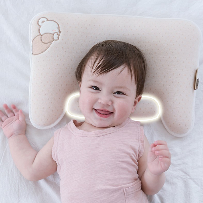  [아기베개 선물1등] 아이누오 짱구 두상관리 편안한 베개, 피트 쿨 곰돌이 0세~24개월 