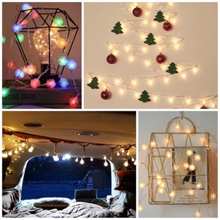 위버스 앵두 전구 감성 크리스마스 차박 캠핑 홈 포차 노래방 야외 조명 버블 눈송이 usb 건전지 20구 40구 80구100구