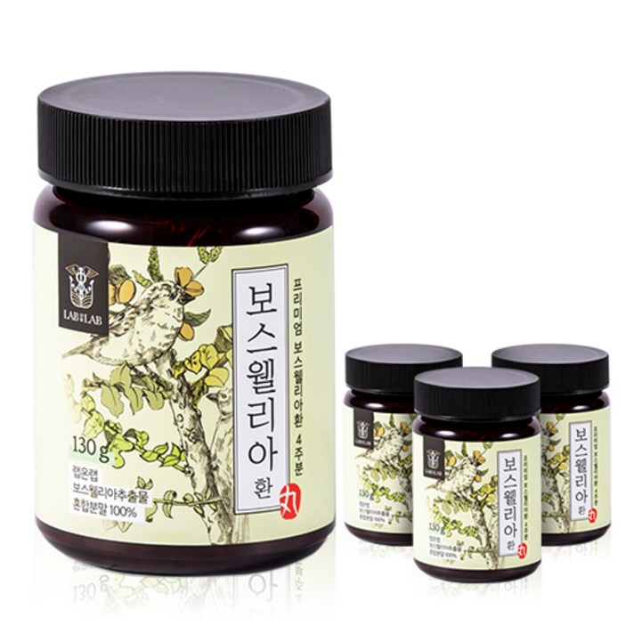 프리미엄 보스웰리아 환 100% 130g 한방 참당귀 우슬 관절 데커신 원물 가루, 4병