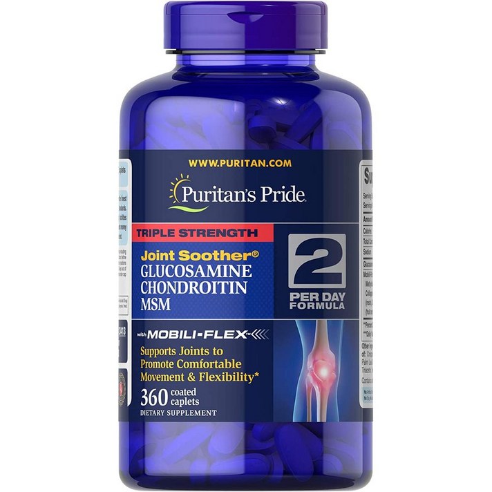  퓨리탄프라이드 트리플 스트랭스 글루코사민 콘드로이틴 엠에스엠 1500mg 360정 Puritans Pride Triple Strength Glucosamine Chondroitin, 1개 