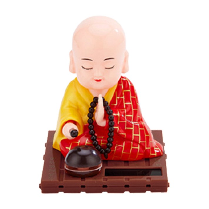 소형 스님 노호혼 동자승 태양열 인형 쏠라 부처님 오신날 선물, 빨강