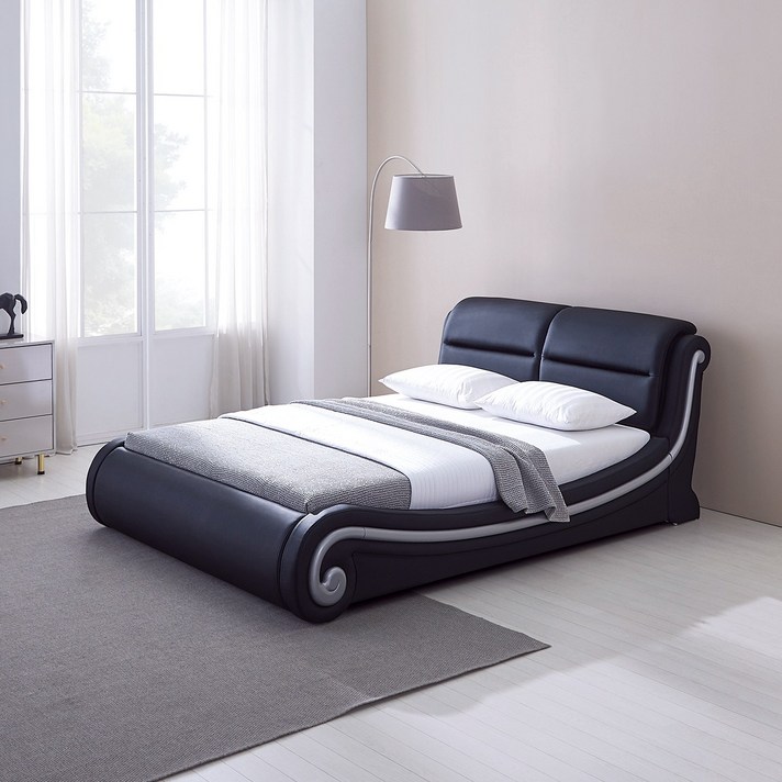 PU187 호텔 고급 PU 비건가죽 침대 매트리스 세트 Q, 9존독립 화이트, PU187 (블랙)