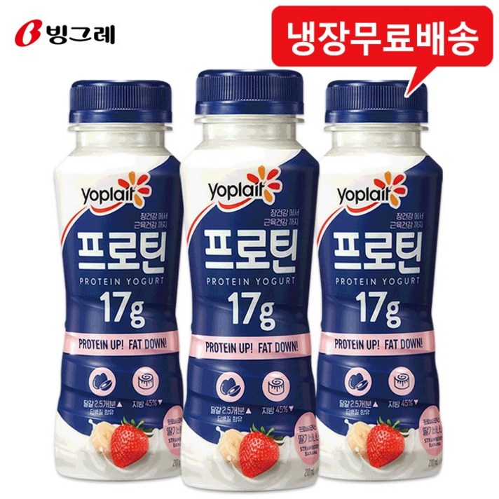 요플레 프로틴 17g 딸기바나나 210mLx9개/냉장무배