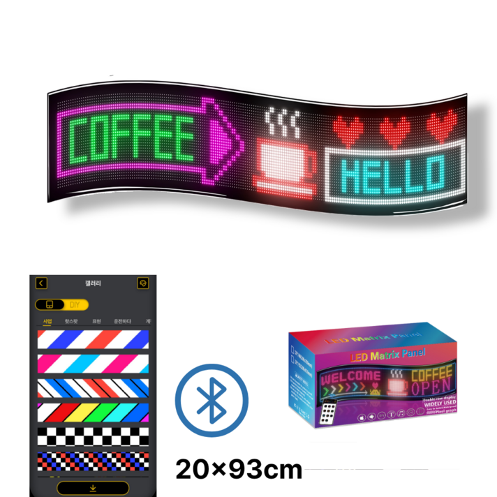 드림온 led전광판 콘서트 학예회 재롱잔치 led 응원봉 블루투스 어플제어, 1개, 20x93cm