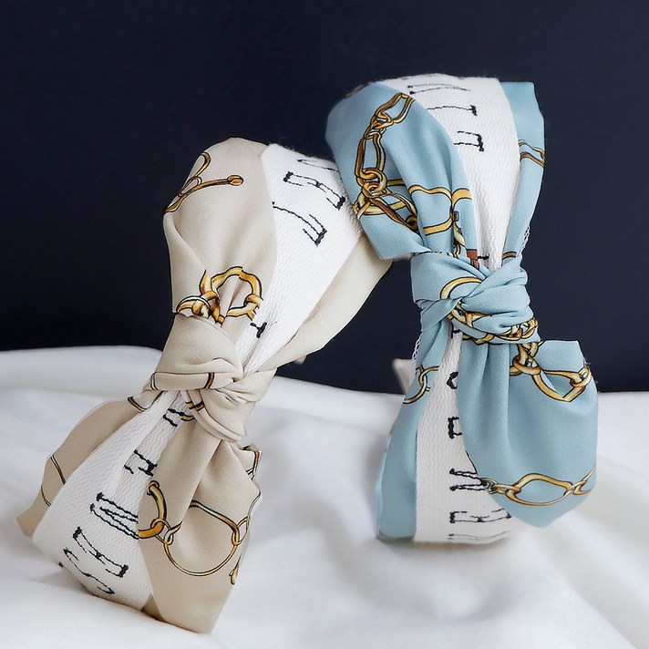 클레어쥬얼리 스캇체인 스카프 꼬임 넓은 반다나 헤어밴드 머리띠 2color