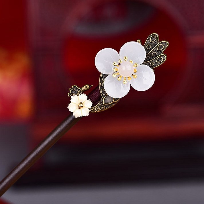 심플 엔틱 비녀 여성 공작새 헤어액세서리 부녀자 올림머리 고대복장 에스닉 액세서리 스윗 머리