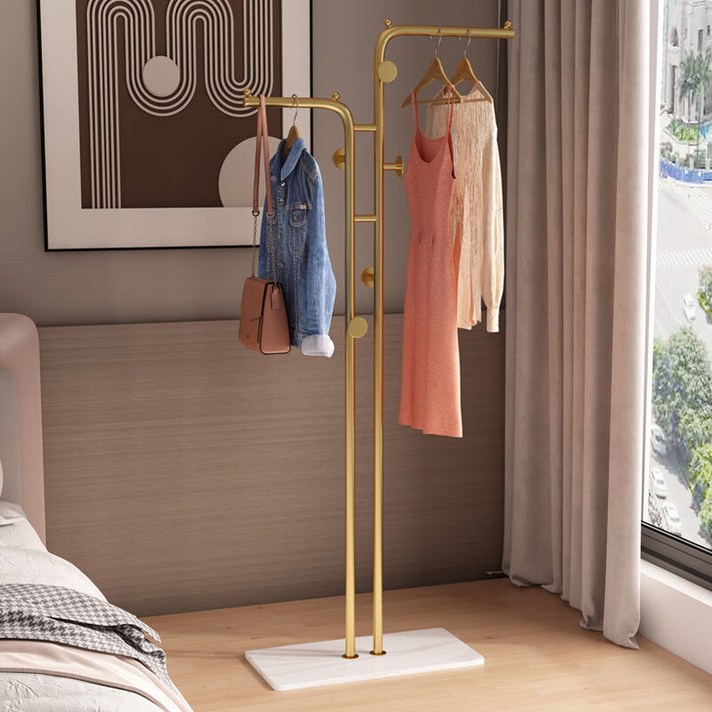  코너 스탠드 옷걸이 드레스룸 수납장, 블랙 