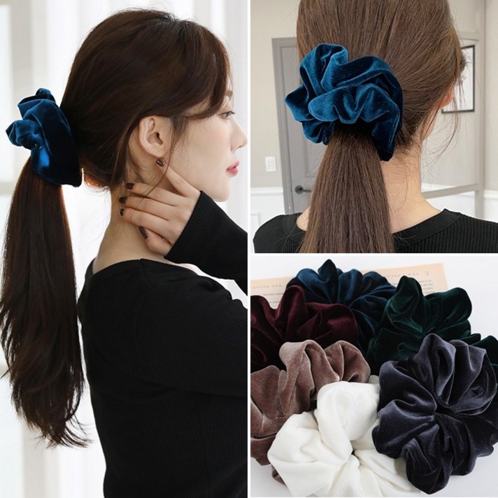소장템 왕 벨벳 곱창 머리끈 스크런치 곱창밴드 헤어 슈슈 예쁜 명품 여자 똥머리 헤어끈