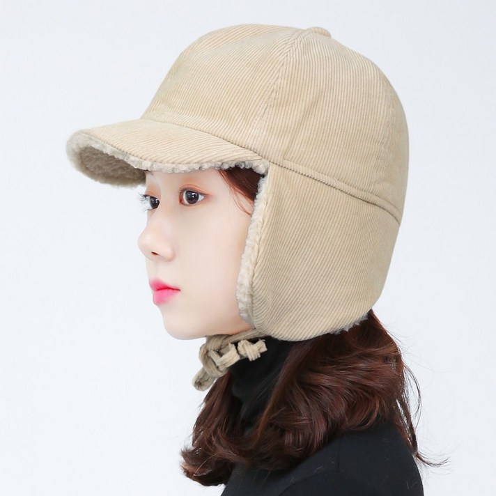 라핑 블랙스 골덴 뽀글이 방한모 겨울모자 귀달이모자