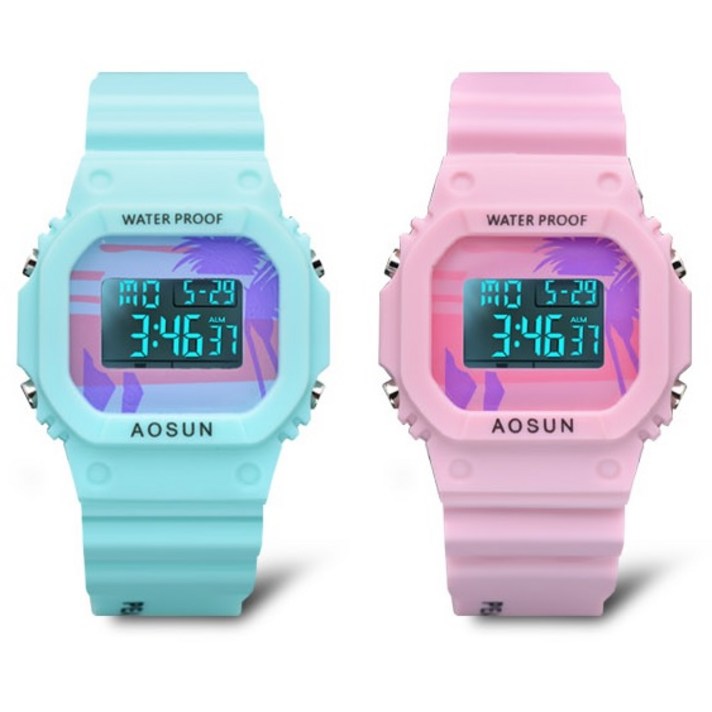 디엔 어린이 방수 전자시계 초등학생 손목시계 디지털 아동 스퀘어 사각 네모