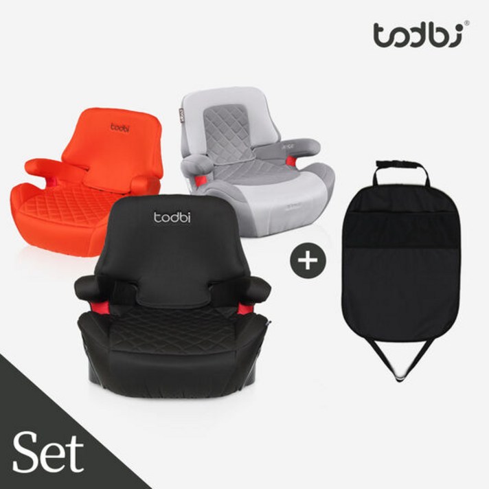 [토드비] 뉴코쿤ISOFIX 부스터주니어카시트+킥매트 셋트, 색상:블랙+킥매트