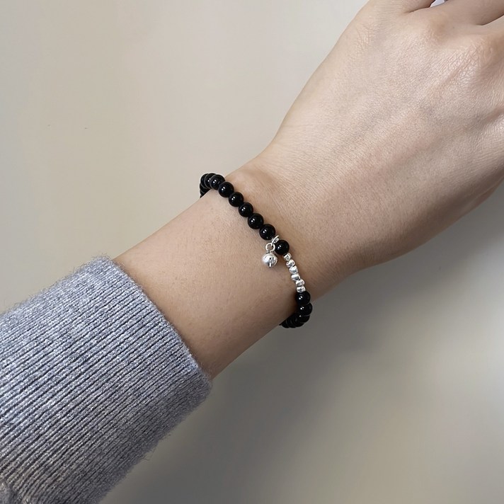 액막이 성공운 흑요석 패션 염주 팔찌 925실버 팔찌