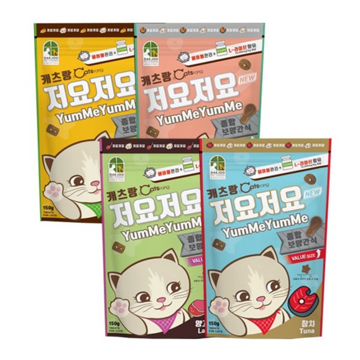 뉴 캐츠랑 저요저요 사이즈업 고양이 간식 4종세트 혼합참치연어닭고기양고기 1개 150g, 혼합4종3333, 150g, 1개
