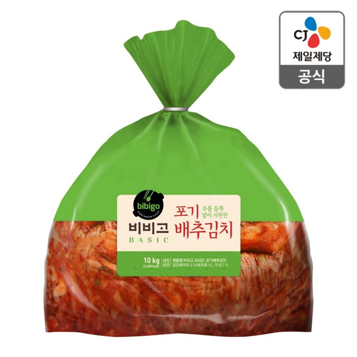  [100% 국산 직배송] 비비고 베이직 포기배추 김치 10kg, 1개 