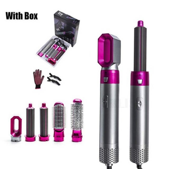 고데빗 히피 봉 아이롱펌 속볼륨 뿌리볼륨 고데기 2021 원스텝 헤어 드라이어 5 in 1 헤어 경기자 헤어 스트레이트너 빗 에어 블로어 컬링 핫 차홍 청담 스타일, 영국, 상자 포함