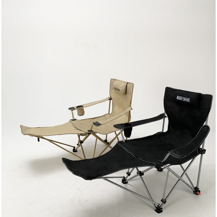 루디나인 리클라이너캠핑의자 각도조절 탈부착 경량 원스텝 원터치 다리받침 해먹 침대 휴대용 낚시, 블랙
