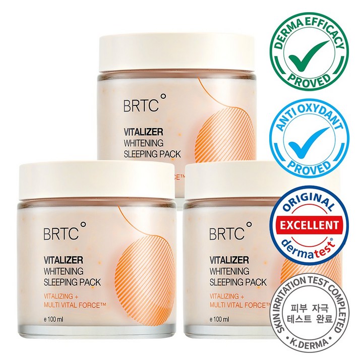 BRTC 바이탈라이저 화이트닝 슬리핑 팩 100ml, 3개