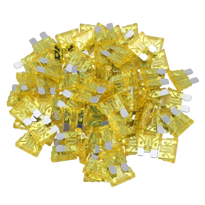 자동차 자동차 20A 20Amp 노란색 바디 두 뾰족한 블레이드 ATC 퓨즈 100PCS, 보여진 바와 같이, 하나