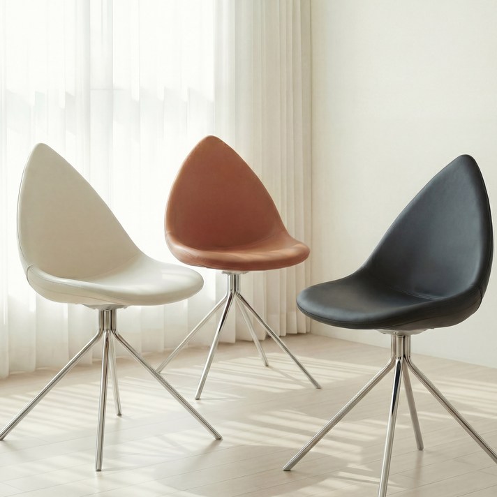 센소 프리미엄 홈 인테리어 오타와 가죽 쿠션 원목 디자인 카페 미드센츄리 식탁 의자, 화이트, 1개