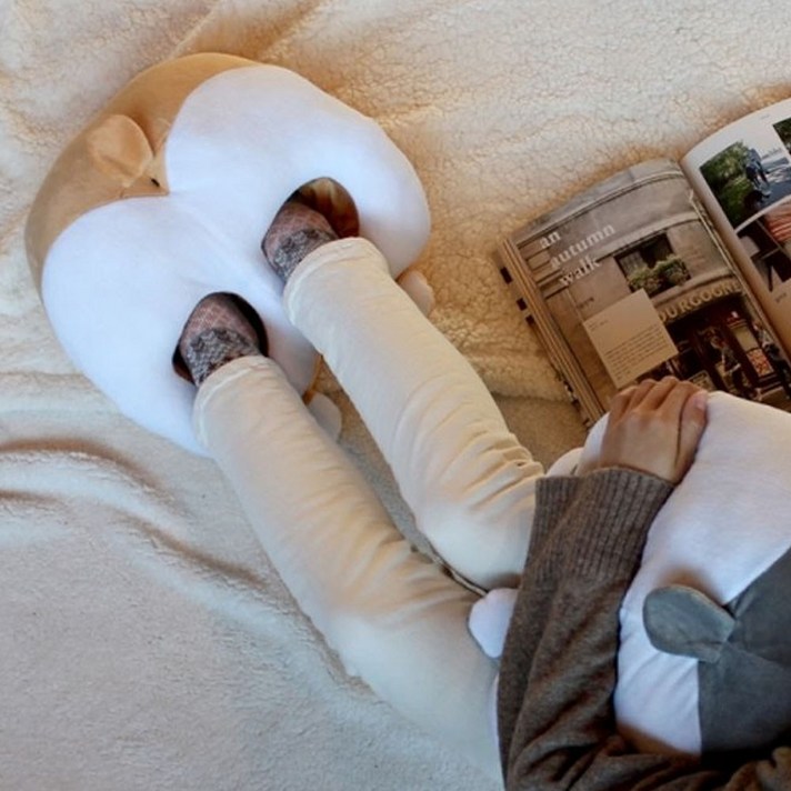 플랜 USB 시바견 궁둥이 사무실 가정용 발 난로 온열기 풋 워머 히터 찜질기(수족냉증), 핑크