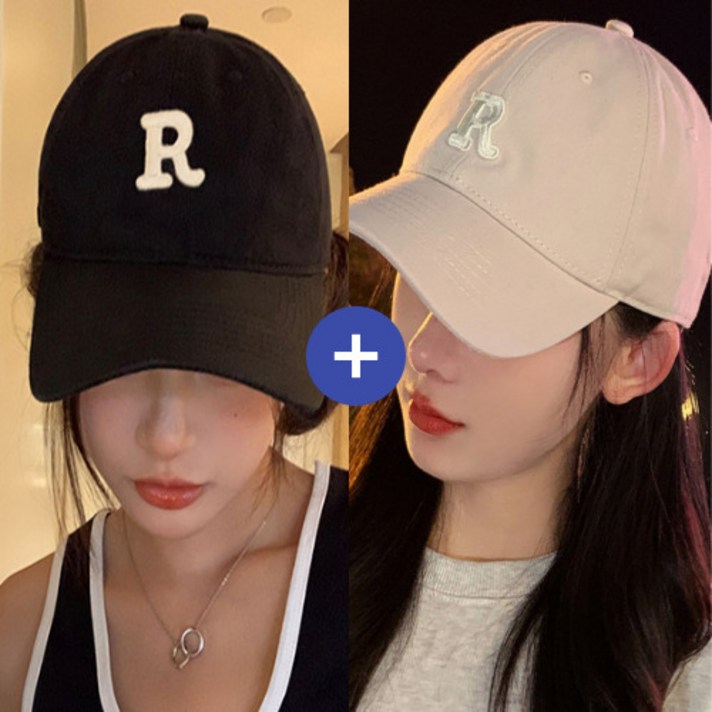 일월전빵 얼굴소멸 얼굴작아보이는 소두핏 남녀공용 R 자수 로고 볼캡 캡모자 2P B-H032