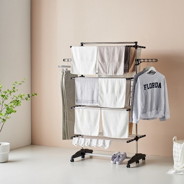 아이템톡 국산 빨래건조대 이불봉 접이식 이동식 베란다 실내 실외 튼튼, 블랙6단