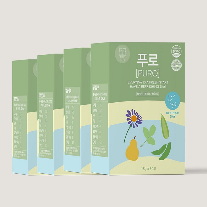  푸로 쑥부쟁이 작두콩 수세미 유근피 진액 차 즙, 푸로4개월분(120포), 4개, 450g 