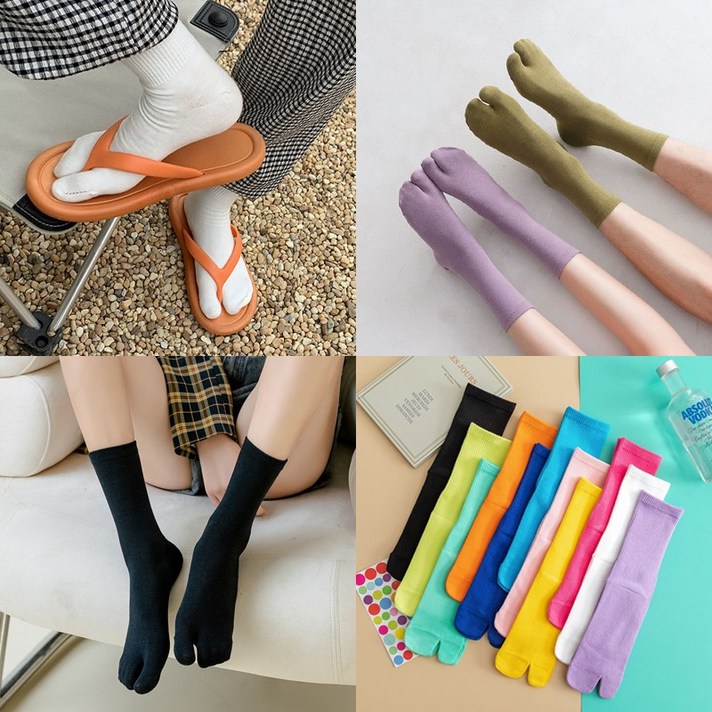 고운발 프리미엄 컬러 족발 엄지 발가락 타비 양말