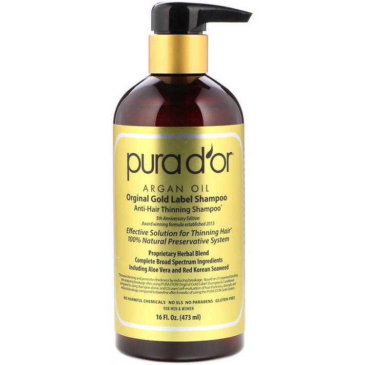 Pura D'or 안티 헤어 틴닝 샴푸 16fl 473ml, 1개