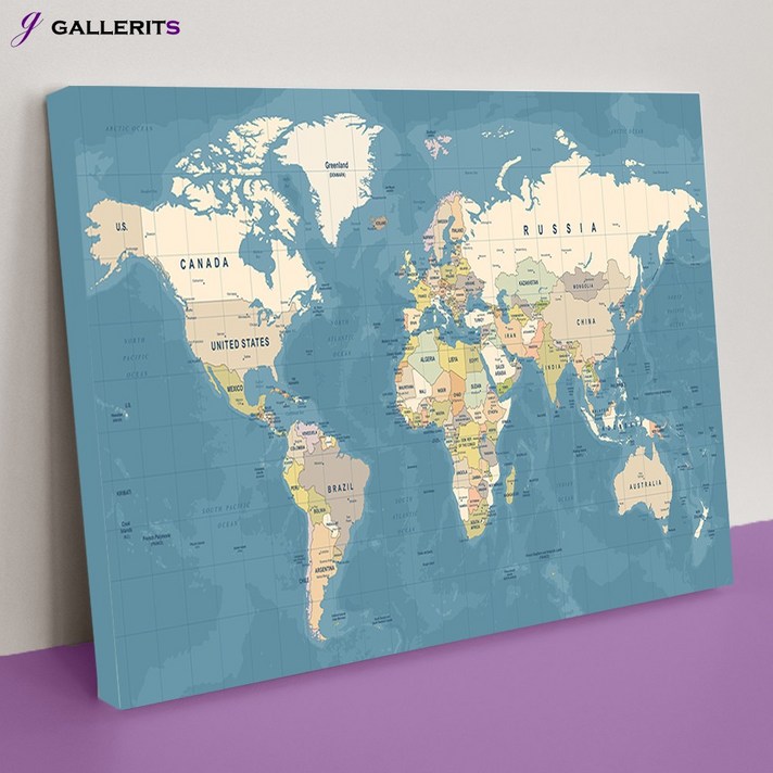 갤러리츠 세계지도 거실 인테리어 그림 액자 가게오픈선물, 1개