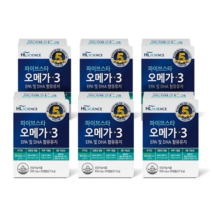 에이치엘사이언스 파이브스타 오메가3, 27.9g, 6box